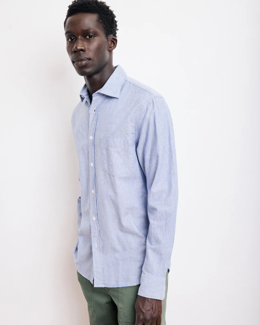 Hartford Paul Cotton Flannel Pinstripe Shirt