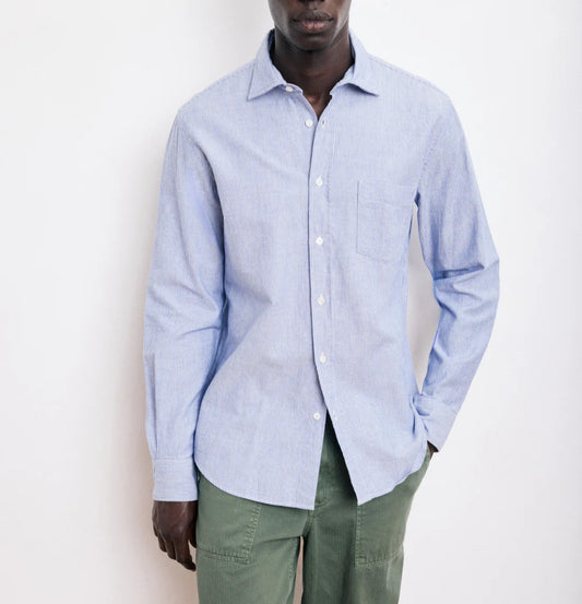 Hartford Paul Cotton Flannel Pinstripe Shirt