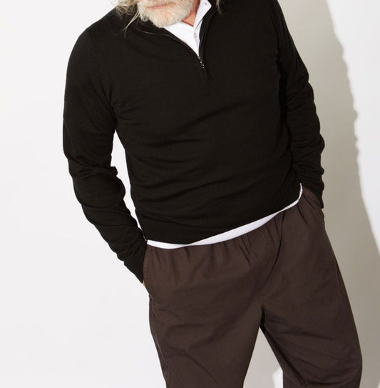 John Smedley Tapton Pullover Half Zip Mock Turtle Neck Sweater