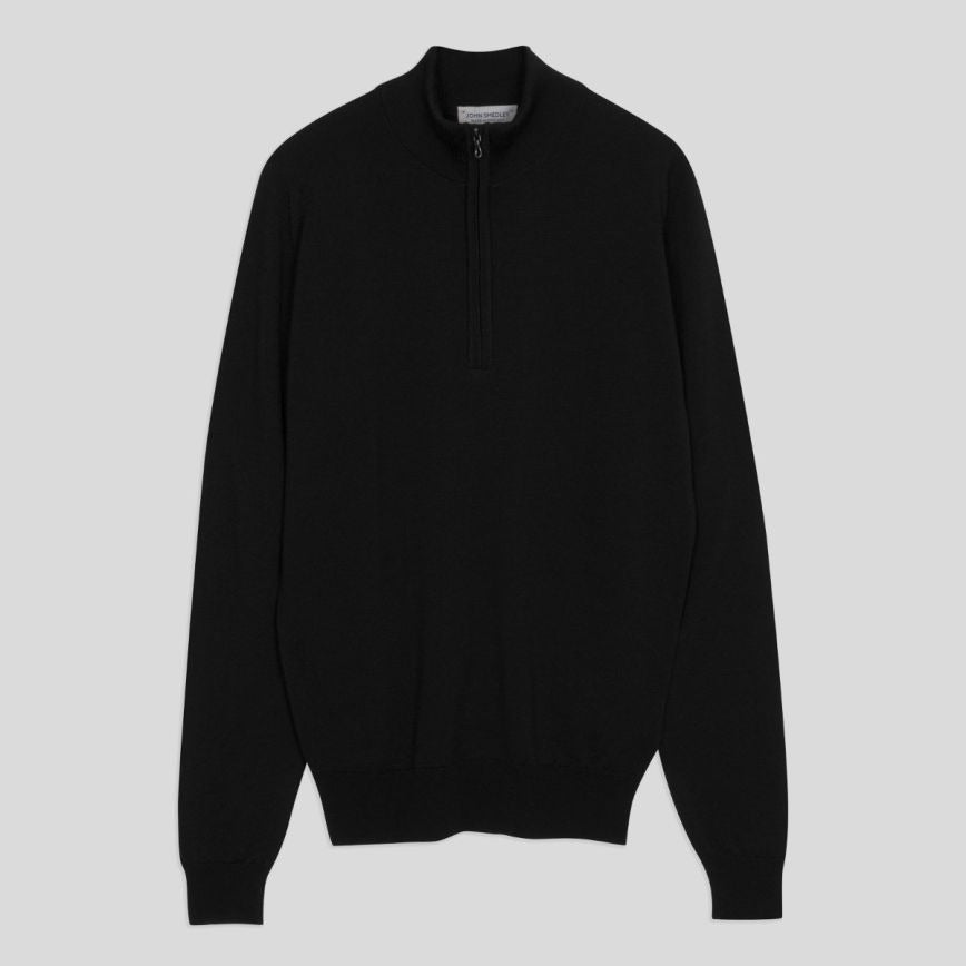 John Smedley Tapton Pullover Half Zip Mock Turtle Neck Sweater