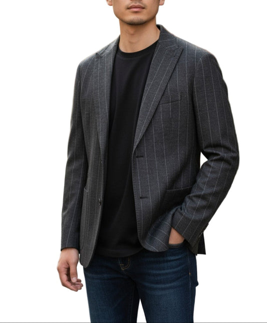 Fradi Peak Lapel Wool Blend Stripe Blazer